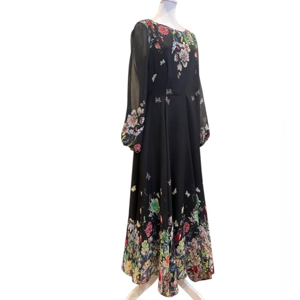 Whimsigoth Black Floral Butterfly Maxi Dress Romantic Cottagecore - Picture 2 of 7